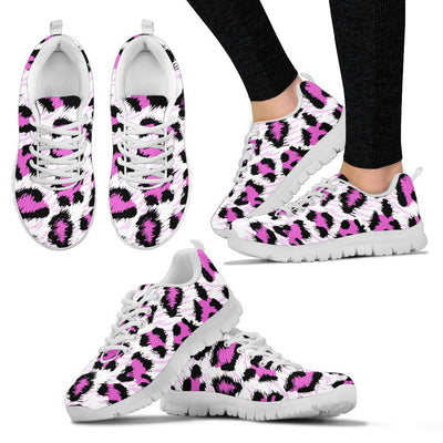 Leopard Pink Skin Print Women Sneakers Shoes