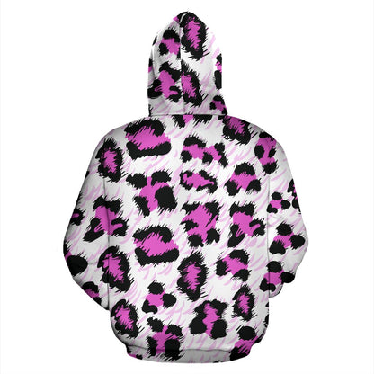 Leopard Pink Skin Print Zip Up Hoodie