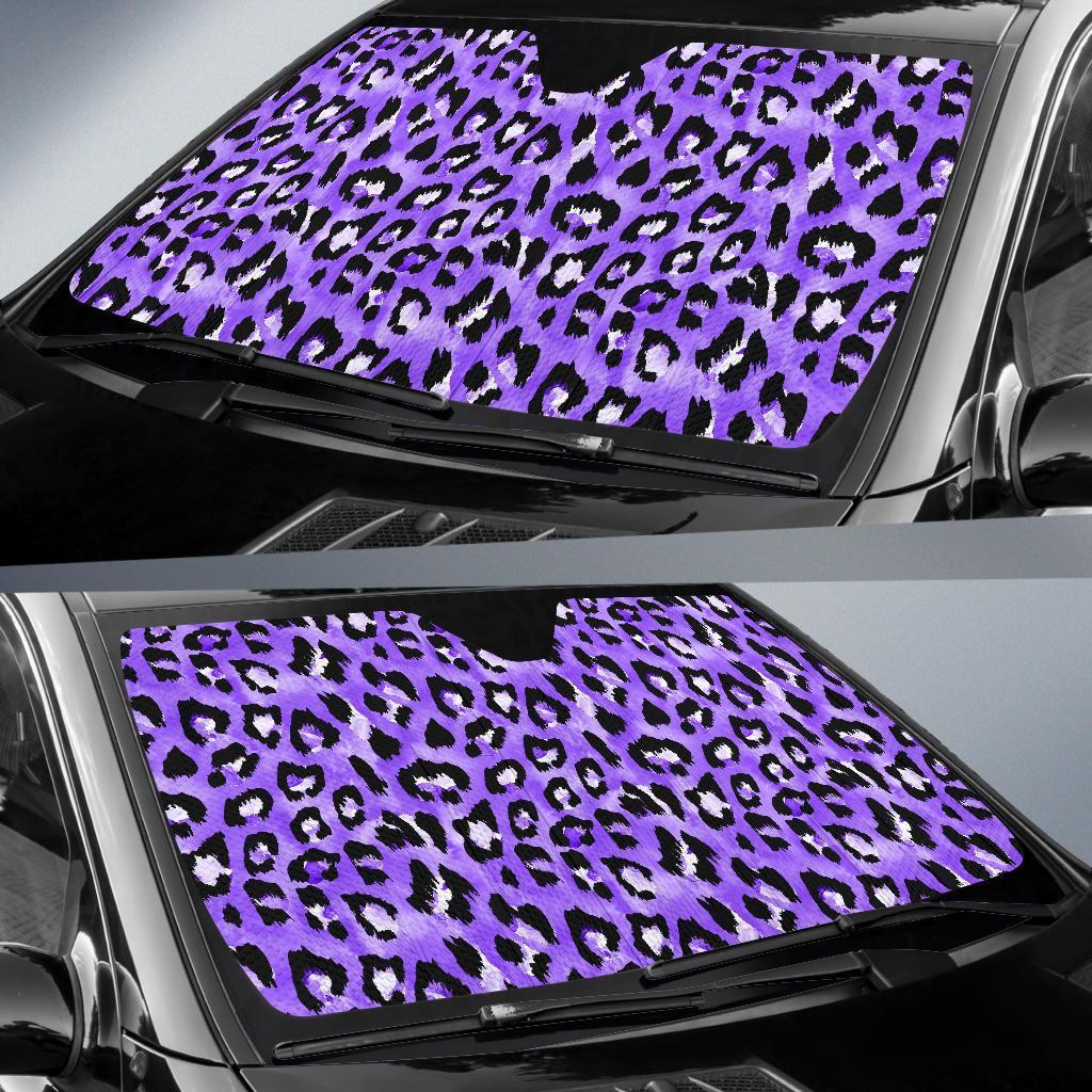 Leopard Purple Skin Print Car Sun Shade For Windshield
