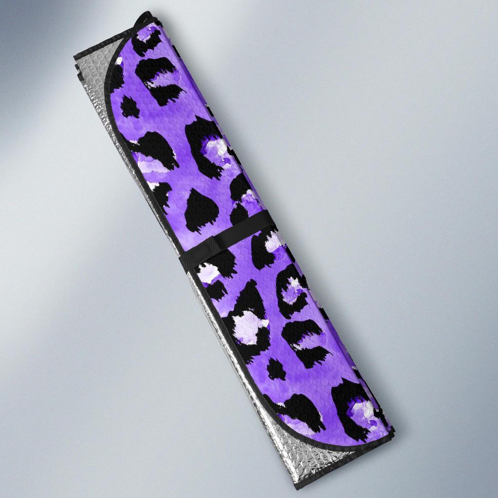Leopard Purple Skin Print Car Sun Shade For Windshield