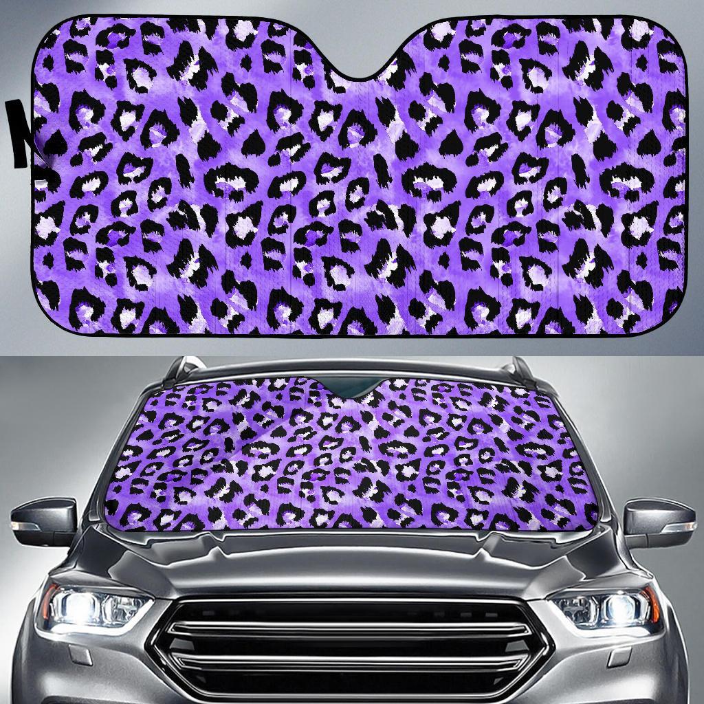 Leopard Purple Skin Print Car Sun Shade For Windshield
