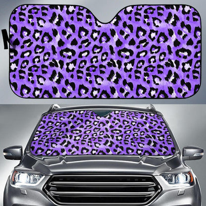Leopard Purple Skin Print Car Sun Shade For Windshield