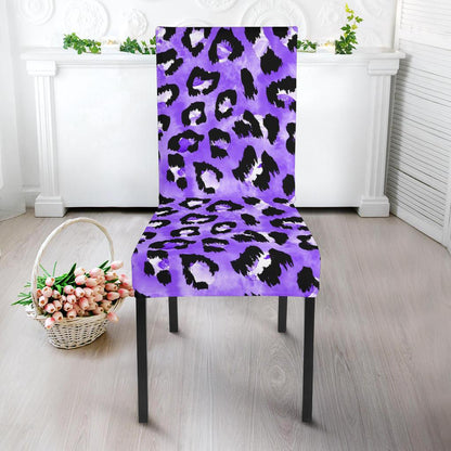 Leopard Purple Skin Print Dining Chair Slipcover-JTAMIGO.COM