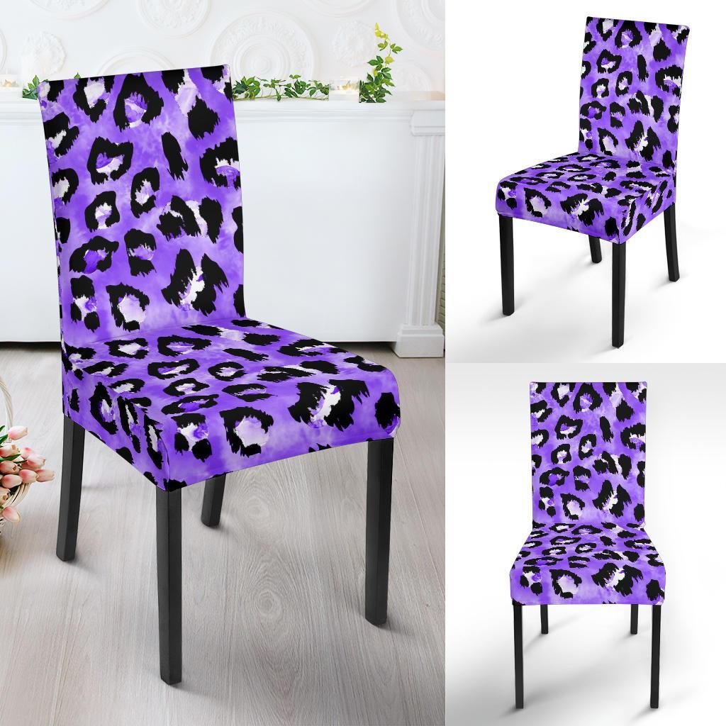 Leopard Purple Skin Print Dining Chair Slipcover-JTAMIGO.COM