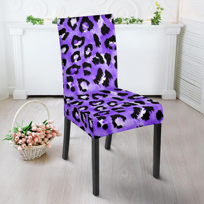 Leopard Purple Skin Print Dining Chair Slipcover-JTAMIGO.COM