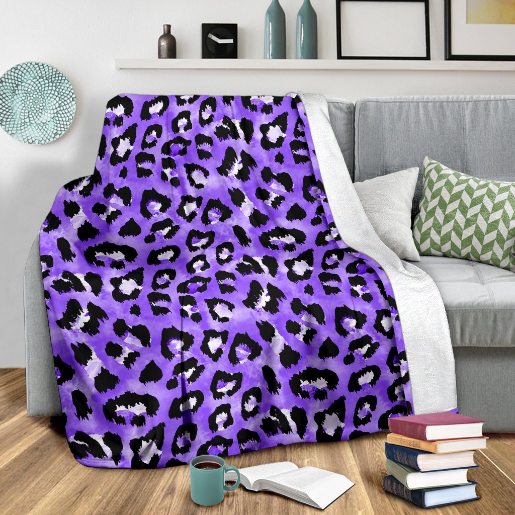 Leopard Purple Skin Print Fleece Blanket