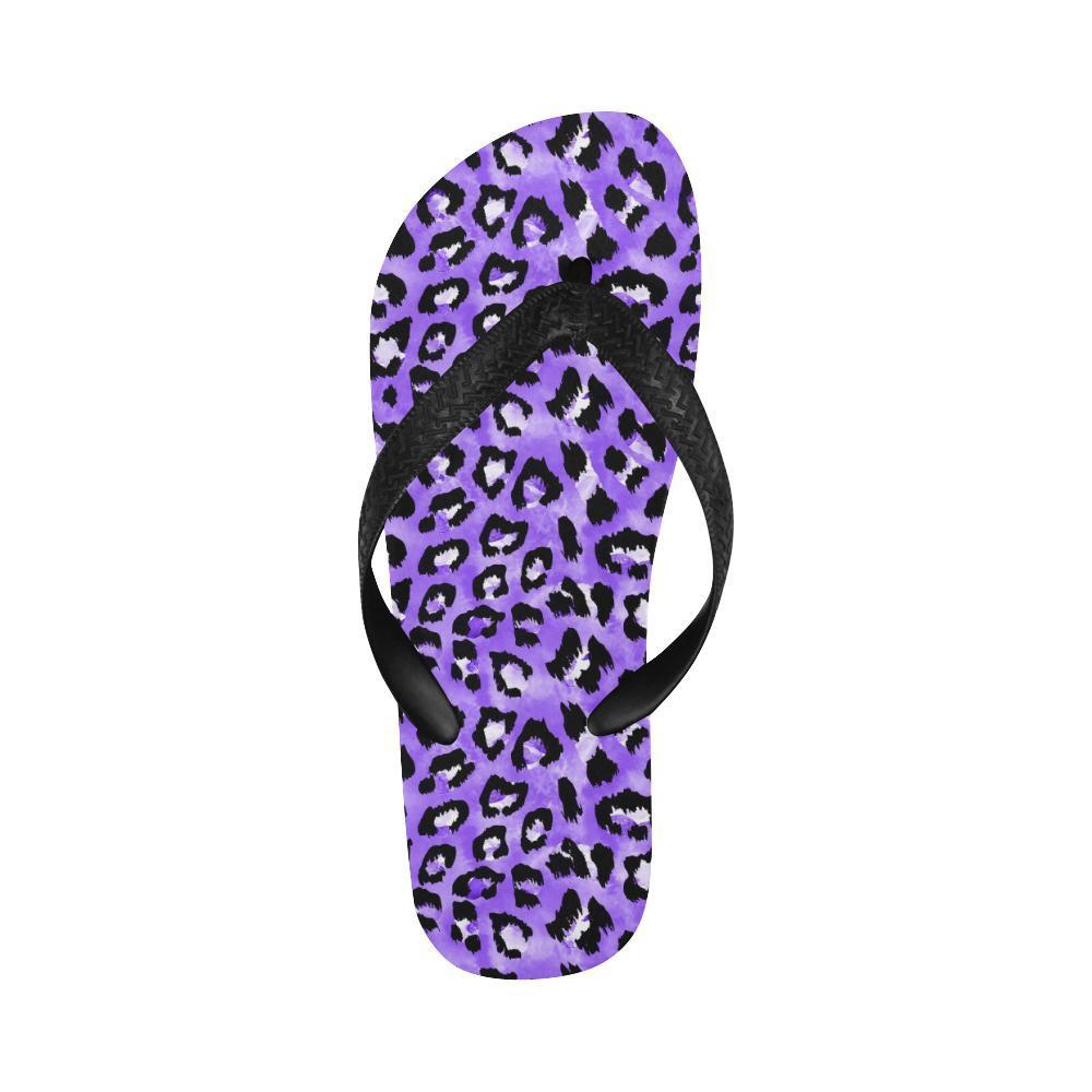 Leopard Purple Skin Print Flip Flops-JTAMIGO.COM