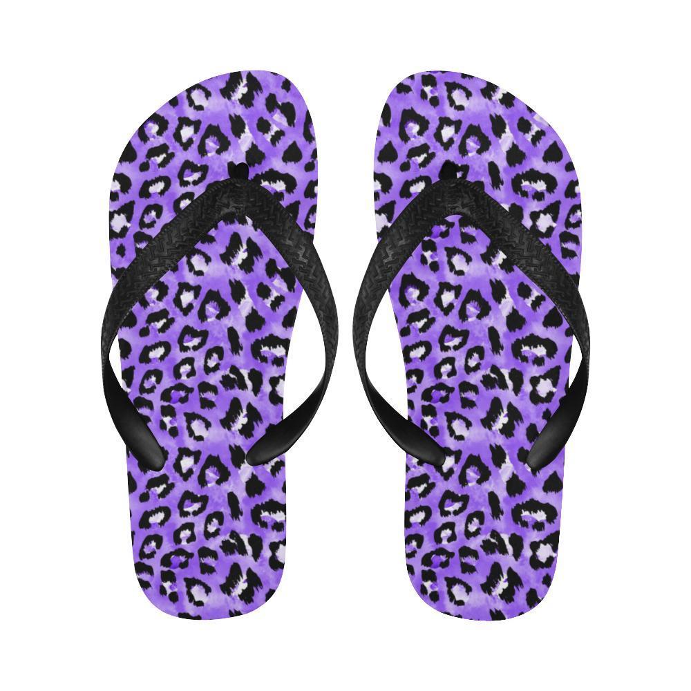 Leopard Purple Skin Print Flip Flops-JTAMIGO.COM