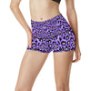 Leopard Purple Skin Print High Waisted Spandex Shorts-JTAMIGO.COM