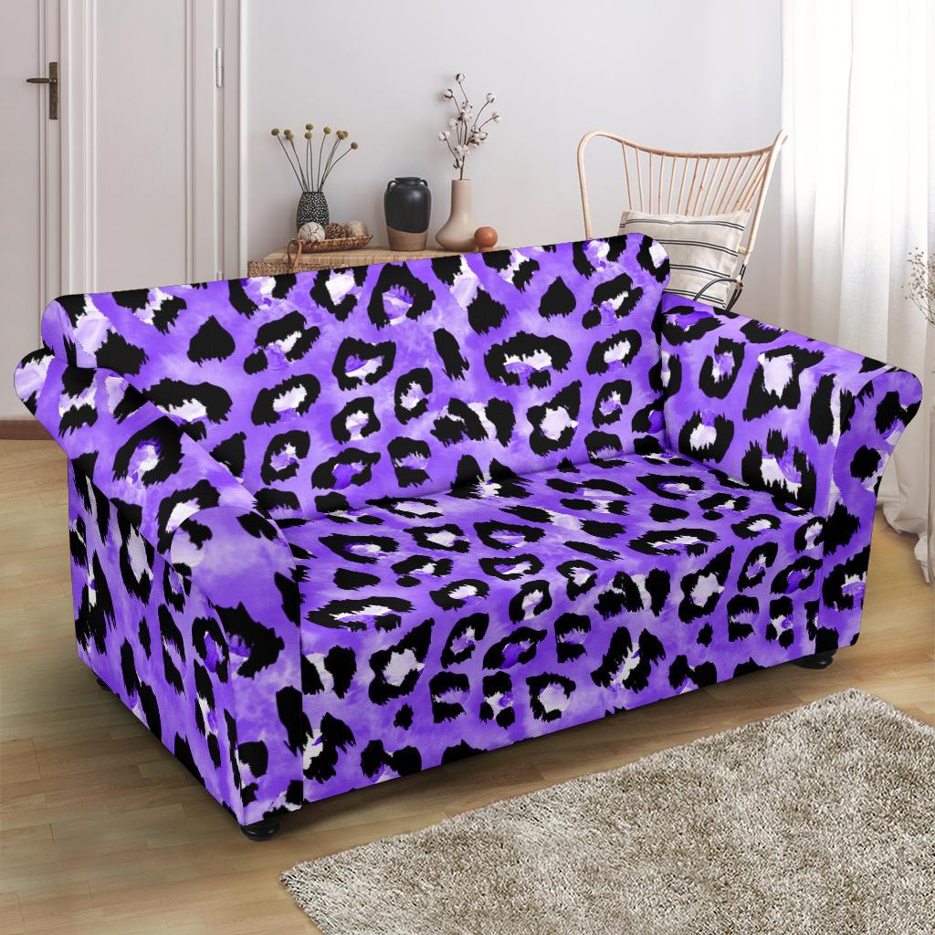 Leopard Purple Skin Print Loveseat Slipcover-JTAMIGO.COM