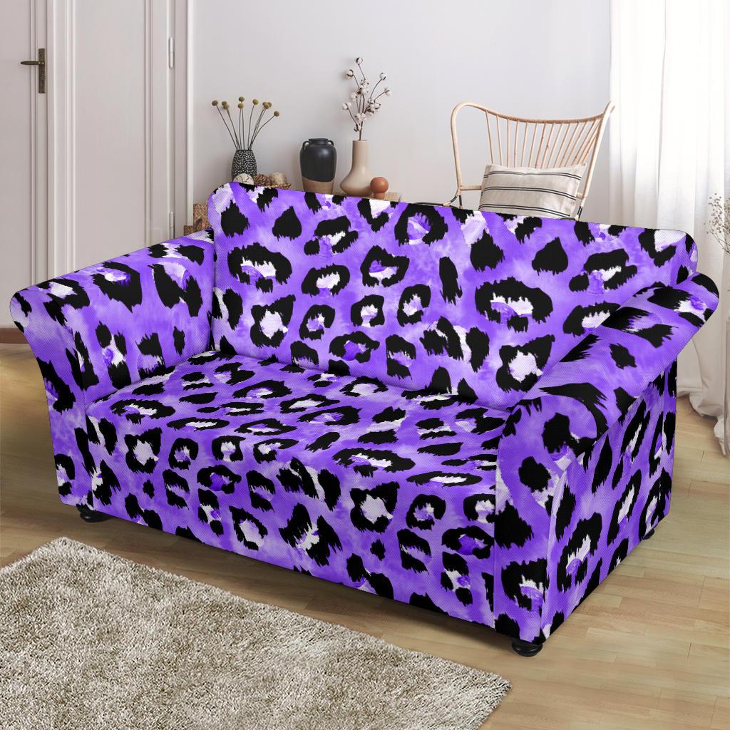 Leopard Purple Skin Print Loveseat Slipcover-JTAMIGO.COM