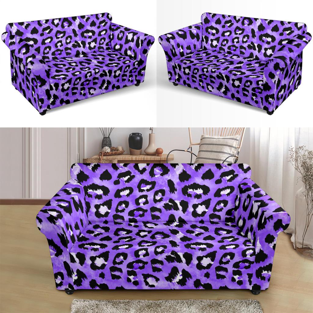 Leopard Purple Skin Print Loveseat Slipcover-JTAMIGO.COM