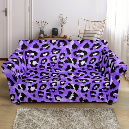 Leopard Purple Skin Print Loveseat Slipcover-JTAMIGO.COM