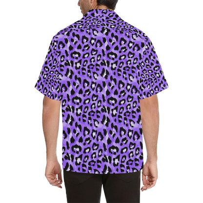 Leopard Purple Skin Print Men Aloha Hawaiian Shirt