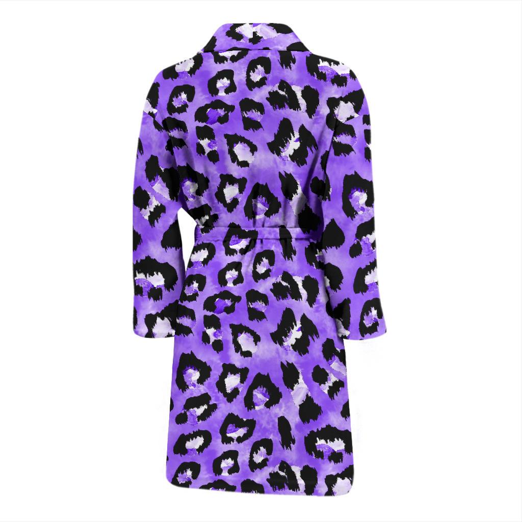 Leopard Purple Skin Print Men Bath Robe-JTAMIGO.COM