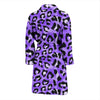 Leopard Purple Skin Print Men Bath Robe-JTAMIGO.COM