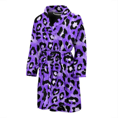 Leopard Purple Skin Print Men Bath Robe-JTAMIGO.COM