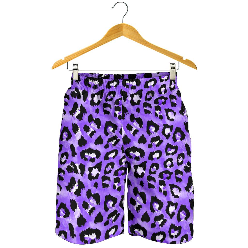 Leopard Purple Skin Print Mens Shorts-JTAMIGO.COM