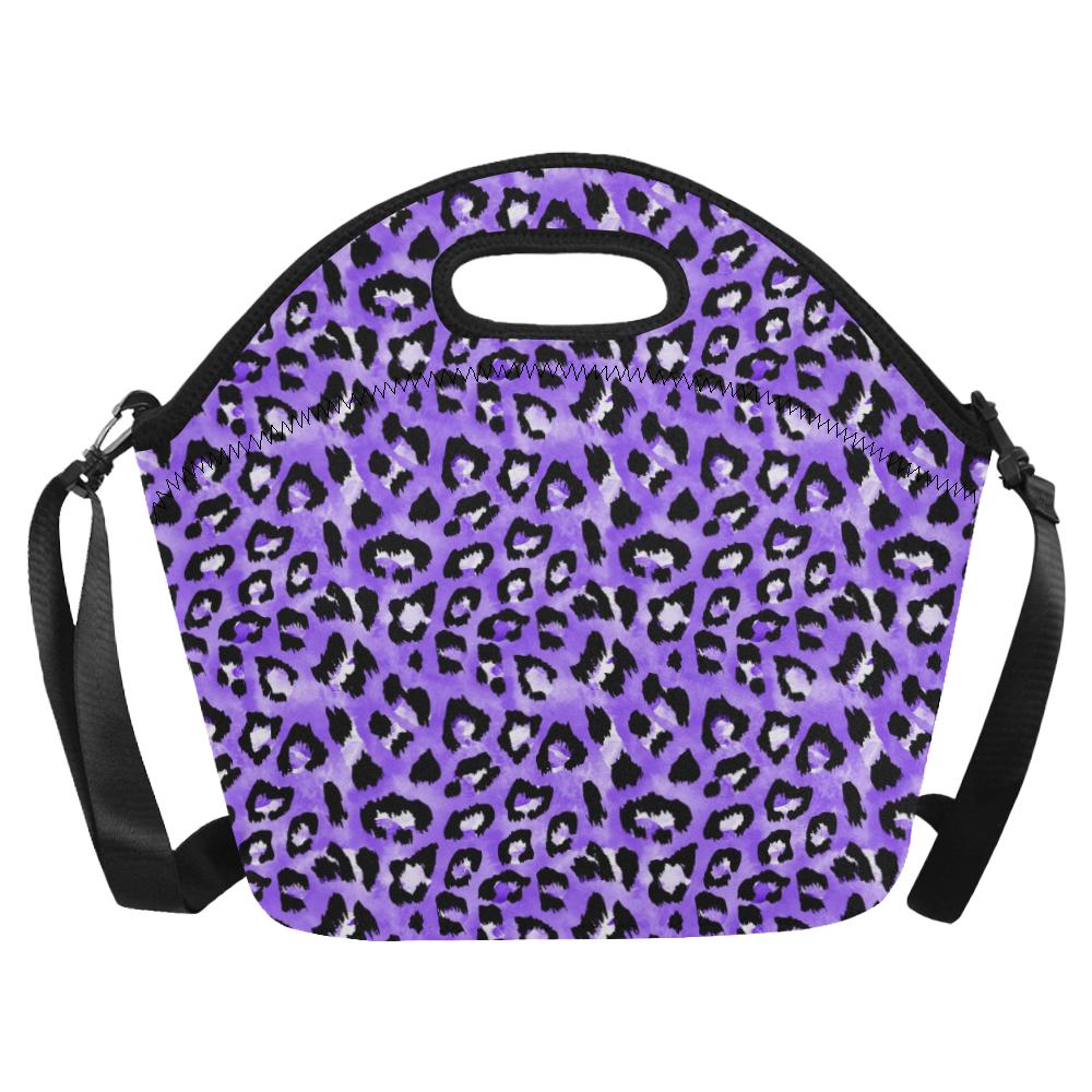Leopard Purple Skin Print Neoprene Lunch Bag (Model 1669)(Large)-JTAMIGO.COM