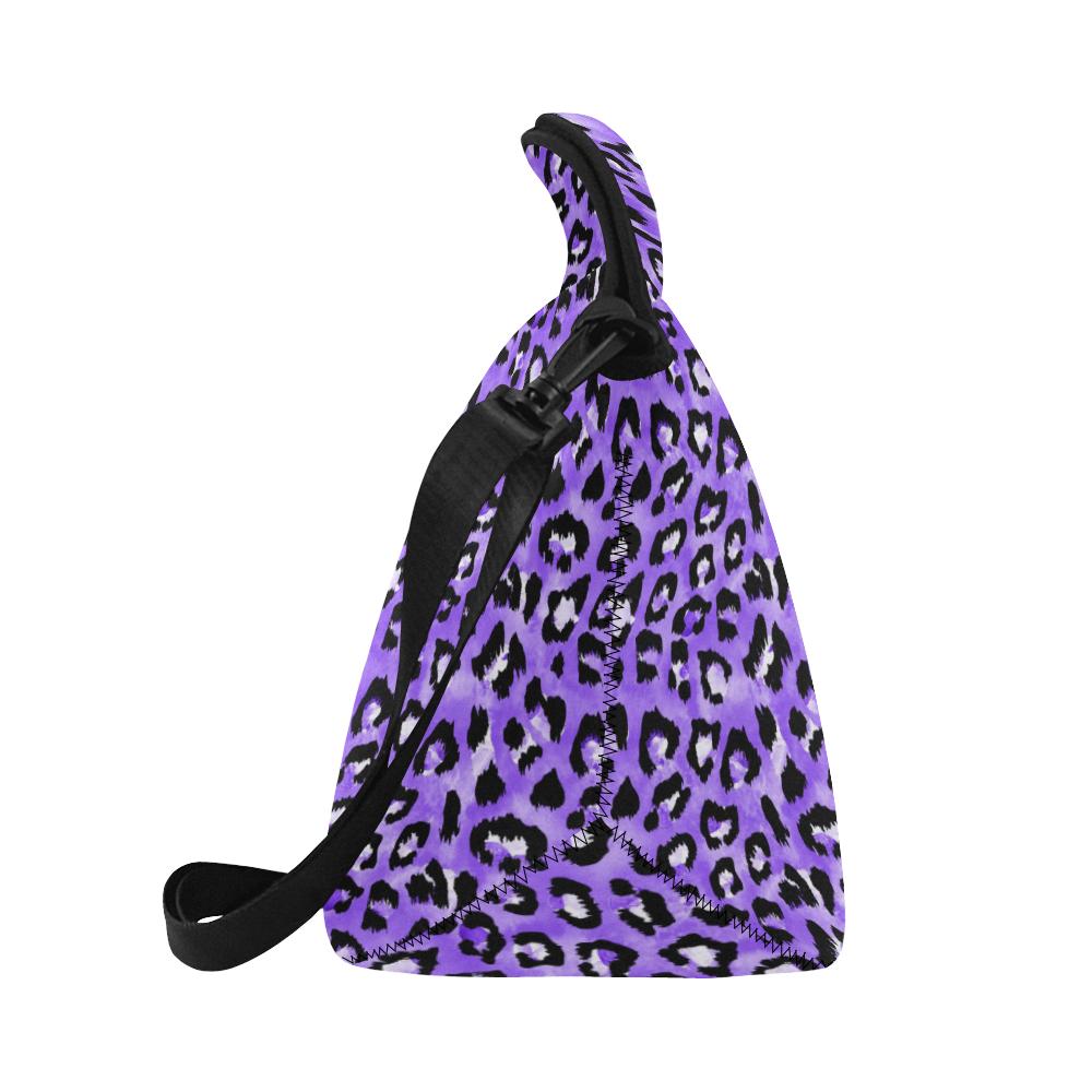 Leopard Purple Skin Print Neoprene Lunch Bag (Model 1669)(Large)-JTAMIGO.COM
