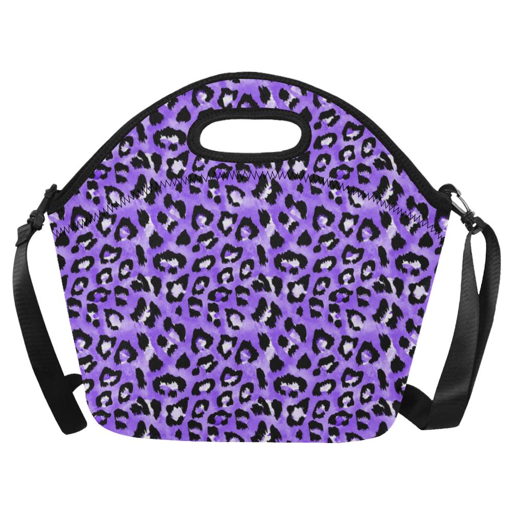 Leopard Purple Skin Print Neoprene Lunch Bag (Model 1669)(Large)-JTAMIGO.COM