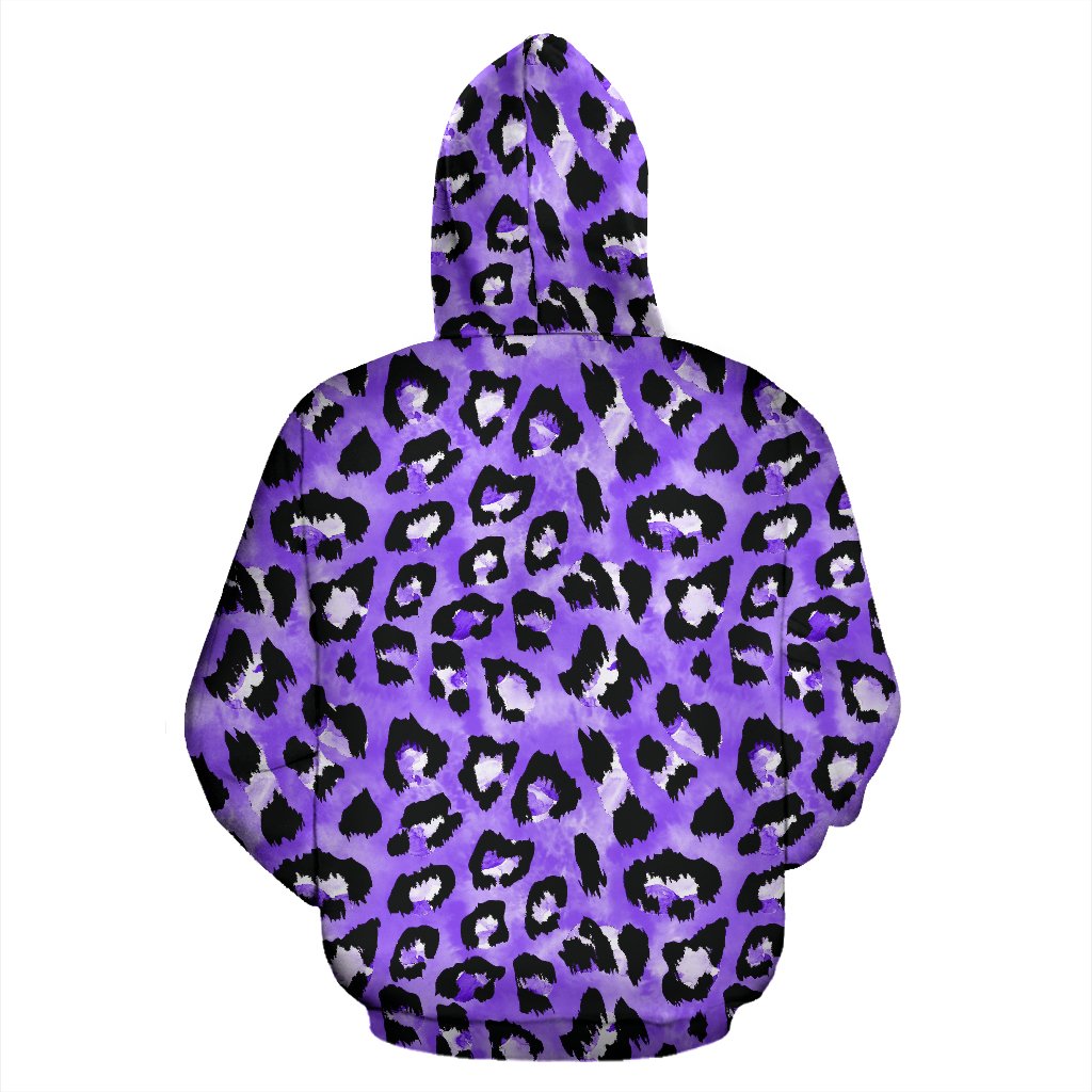 Leopard Purple Skin Print Pullover Hoodie