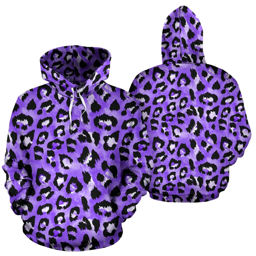 Leopard Purple Skin Print Pullover Hoodie