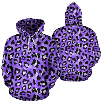 Leopard Purple Skin Print Pullover Hoodie