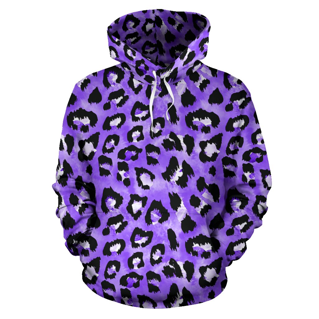 Leopard Purple Skin Print Pullover Hoodie