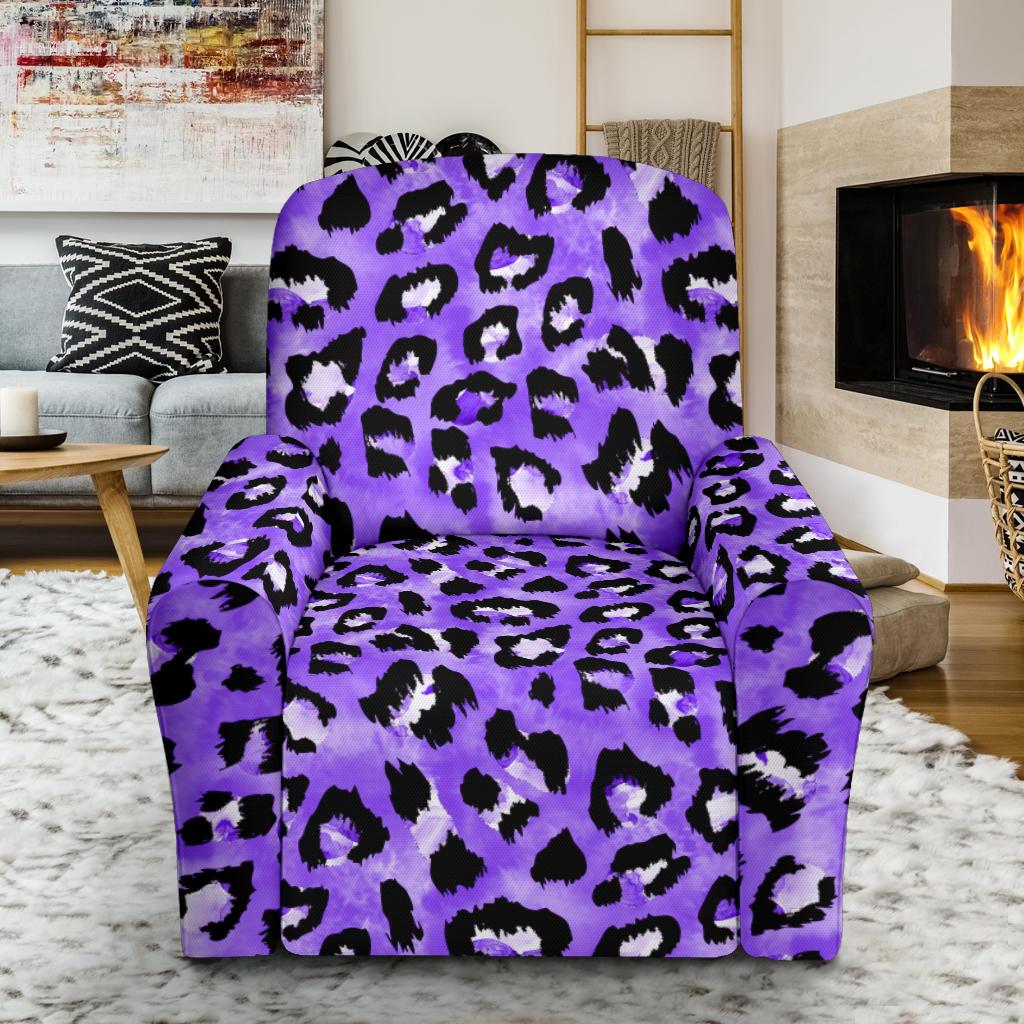 Leopard Purple Skin Print Single Sofa Slipcover -JTAMIGO.COM