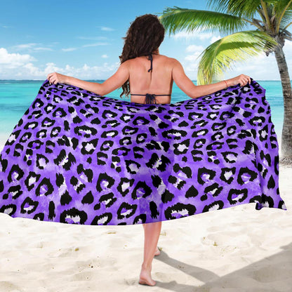 Leopard Purple Skin Print Sarong Pareo Wrap