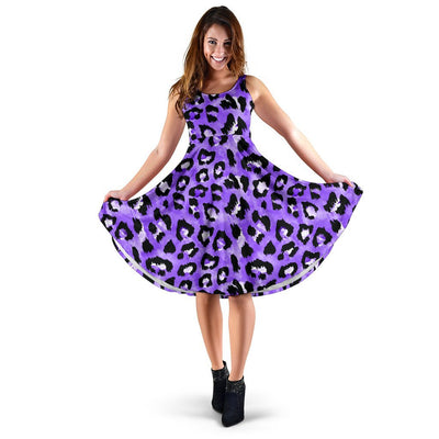 Leopard Purple Skin Print Sleeveless Dress