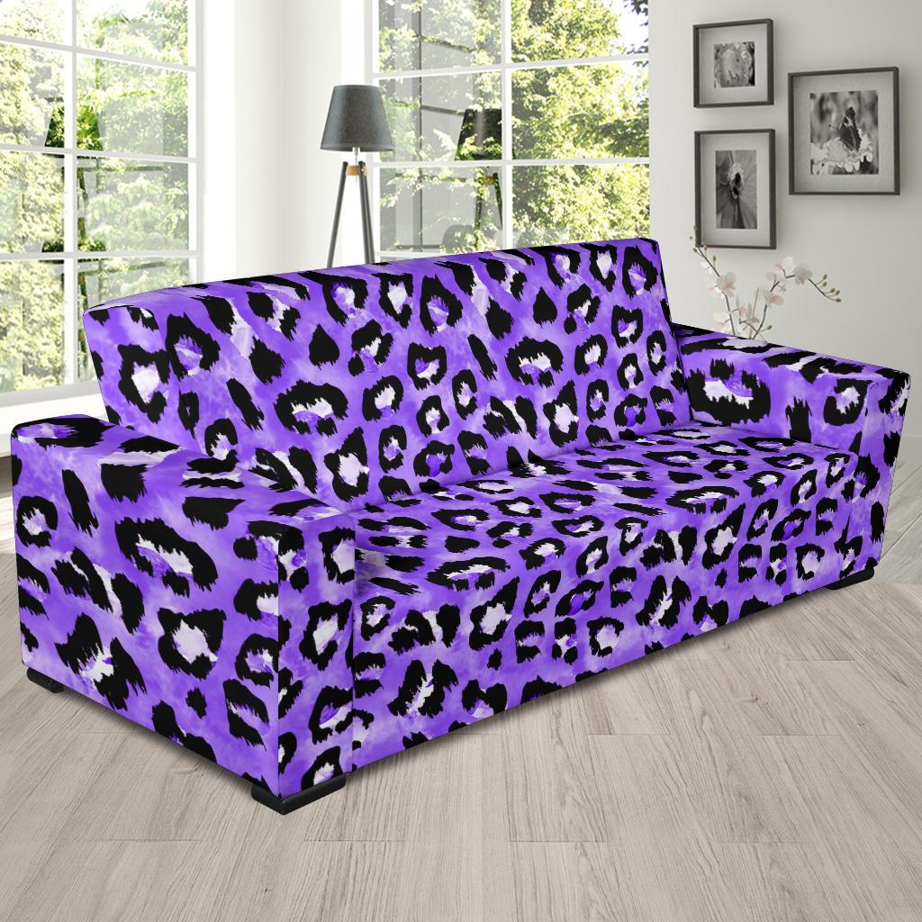 Leopard Purple Skin Print Sofa Slipcover-JTAMIGO.COM