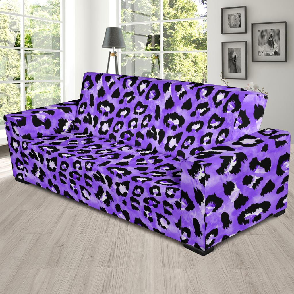 Leopard Purple Skin Print Sofa Slipcover-JTAMIGO.COM