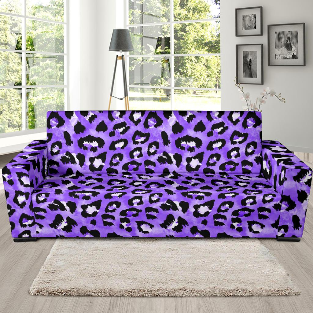 Leopard Purple Skin Print Sofa Slipcover-JTAMIGO.COM