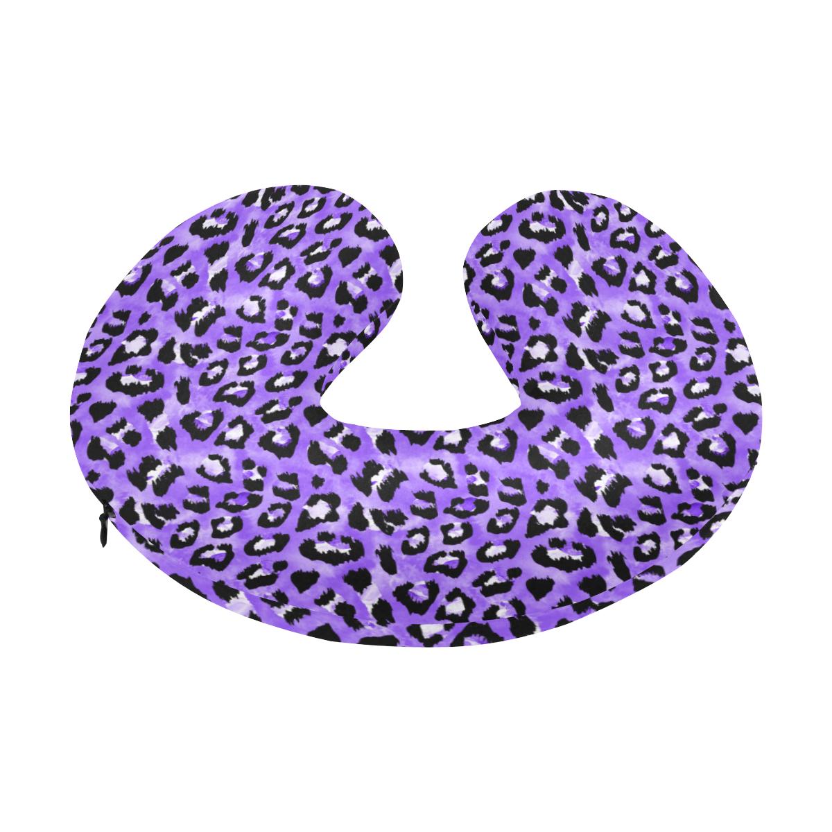 Leopard Purple Skin Print U-Shaped Travel Neck Pillow-JTAMIGO.COM