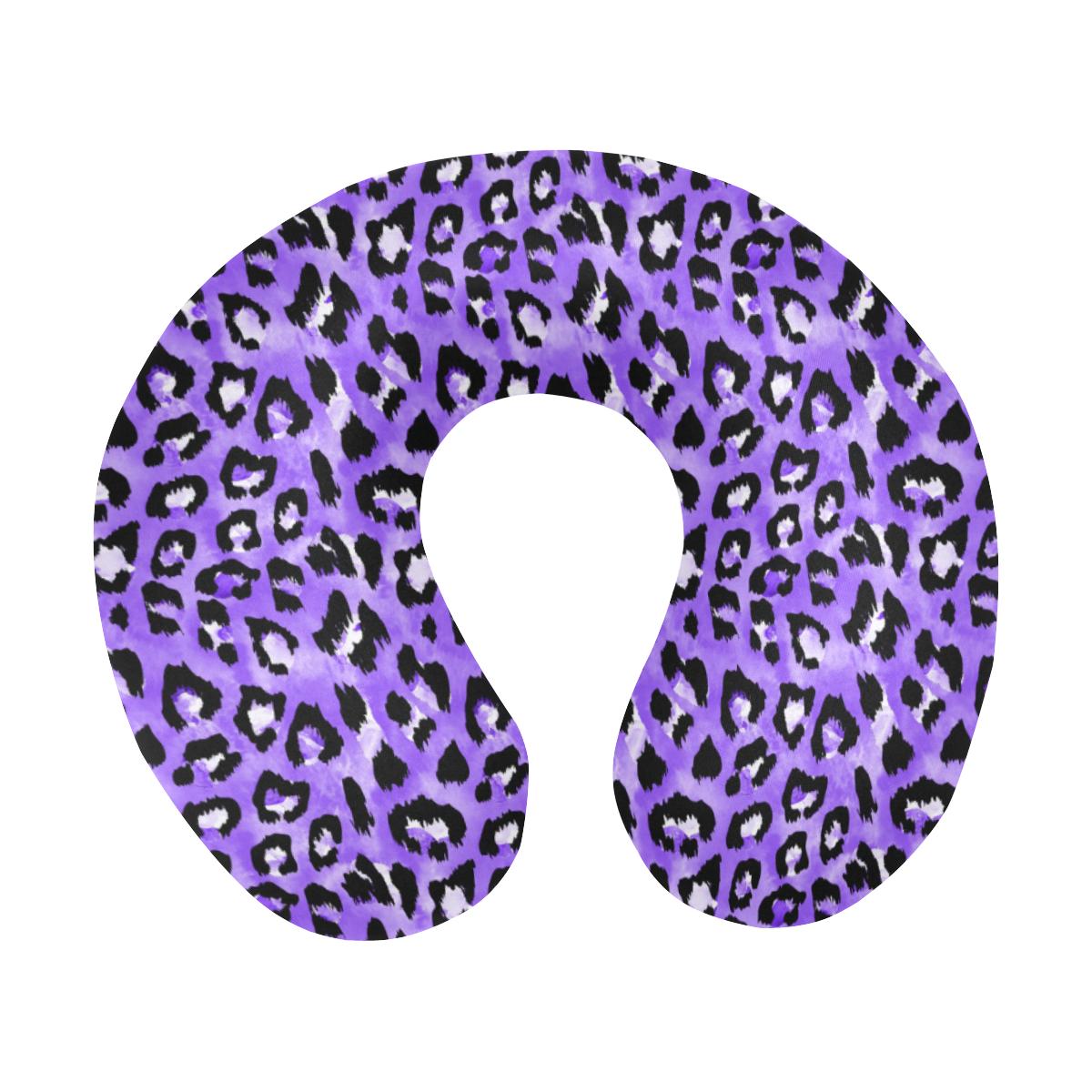 Leopard Purple Skin Print U-Shaped Travel Neck Pillow-JTAMIGO.COM