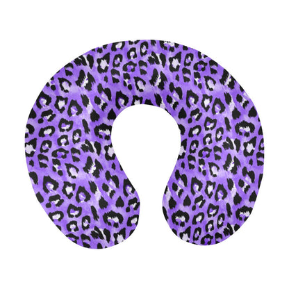 Leopard Purple Skin Print U-Shaped Travel Neck Pillow-JTAMIGO.COM