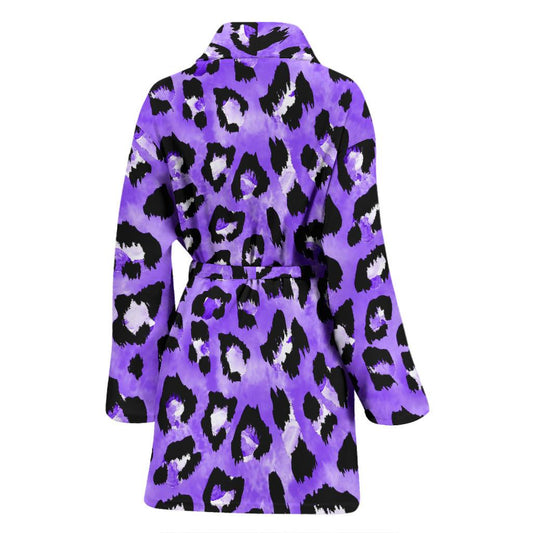Leopard Purple Skin Print Women Bath Robe-JTAMIGO.COM