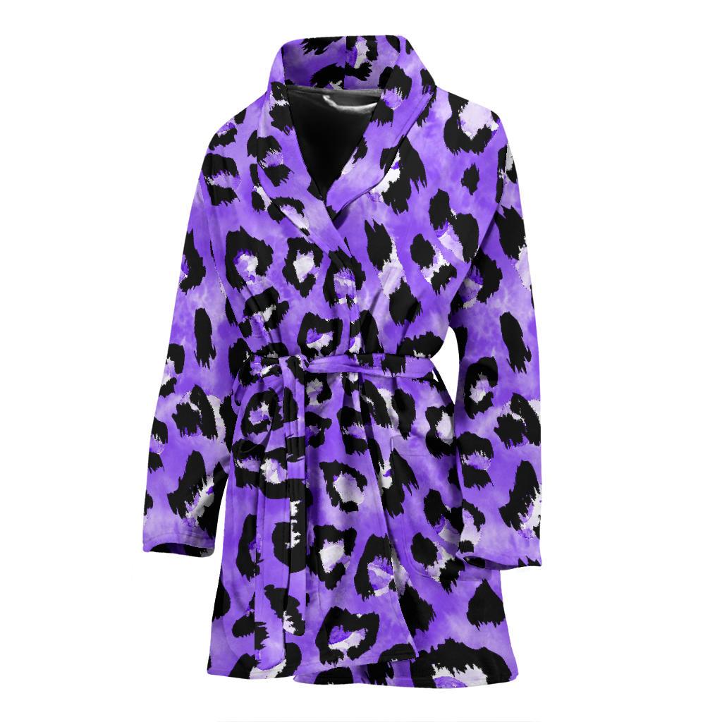 Leopard Purple Skin Print Women Bath Robe-JTAMIGO.COM