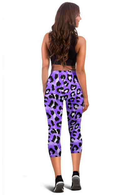Leopard Purple Skin Print Women Capris