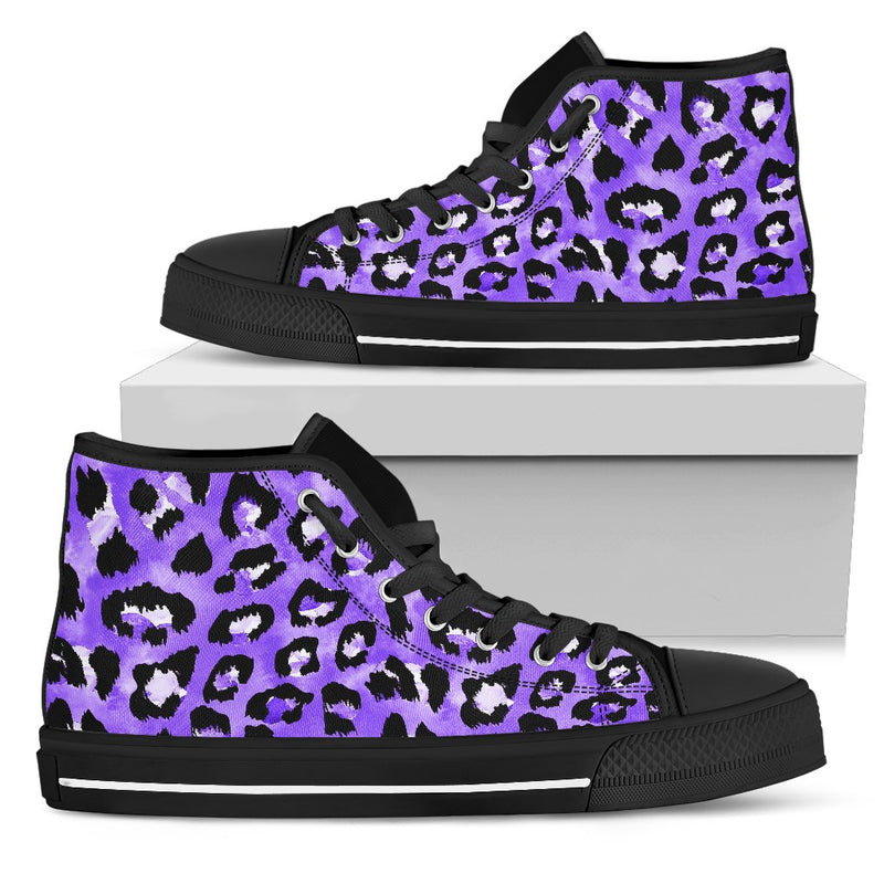 Leopard Purple Skin Print Women High Top Shoes