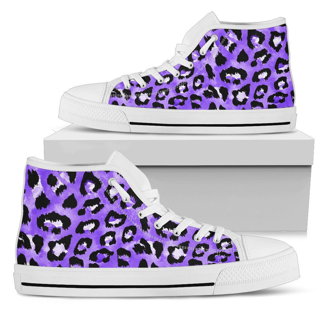 Leopard Purple Skin Print Women High Top Shoes