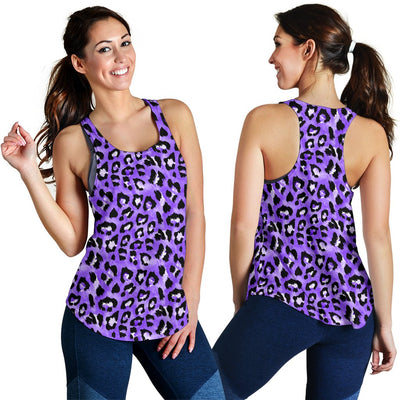 Leopard Purple Skin Print Women Racerback Tank Top