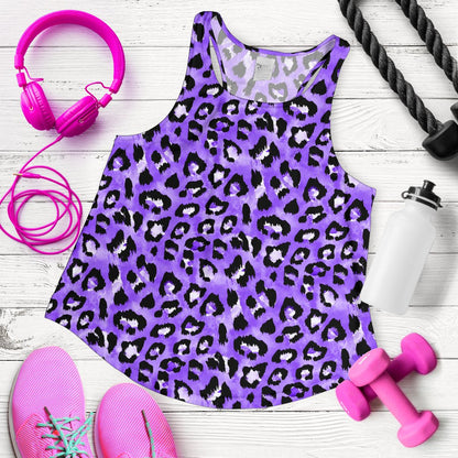 Leopard Purple Skin Print Women Racerback Tank Top