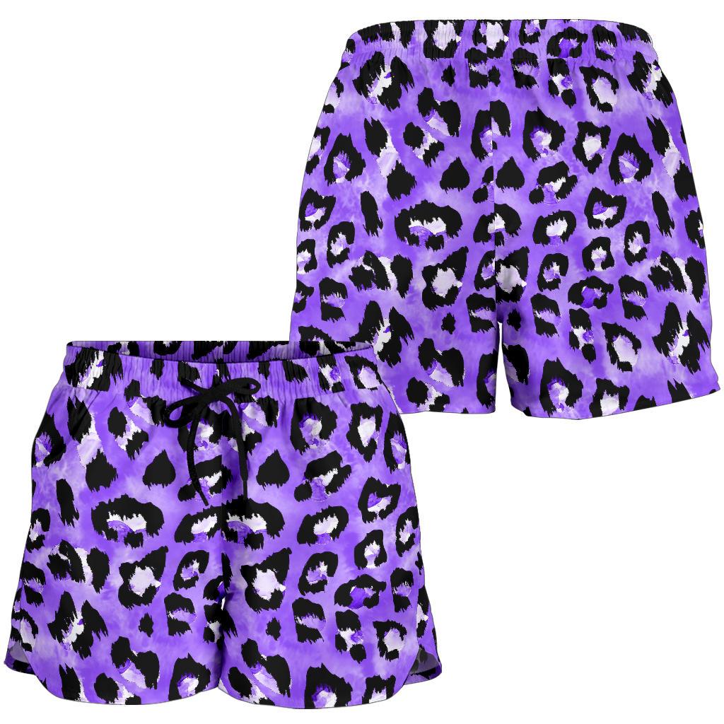Leopard Purple Skin Print Women Shorts-JTAMIGO.COM