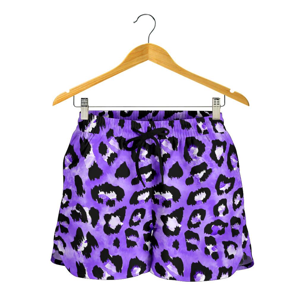 Leopard Purple Skin Print Women Shorts-JTAMIGO.COM