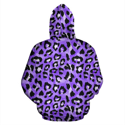 Leopard Purple Skin Print Zip Up Hoodie