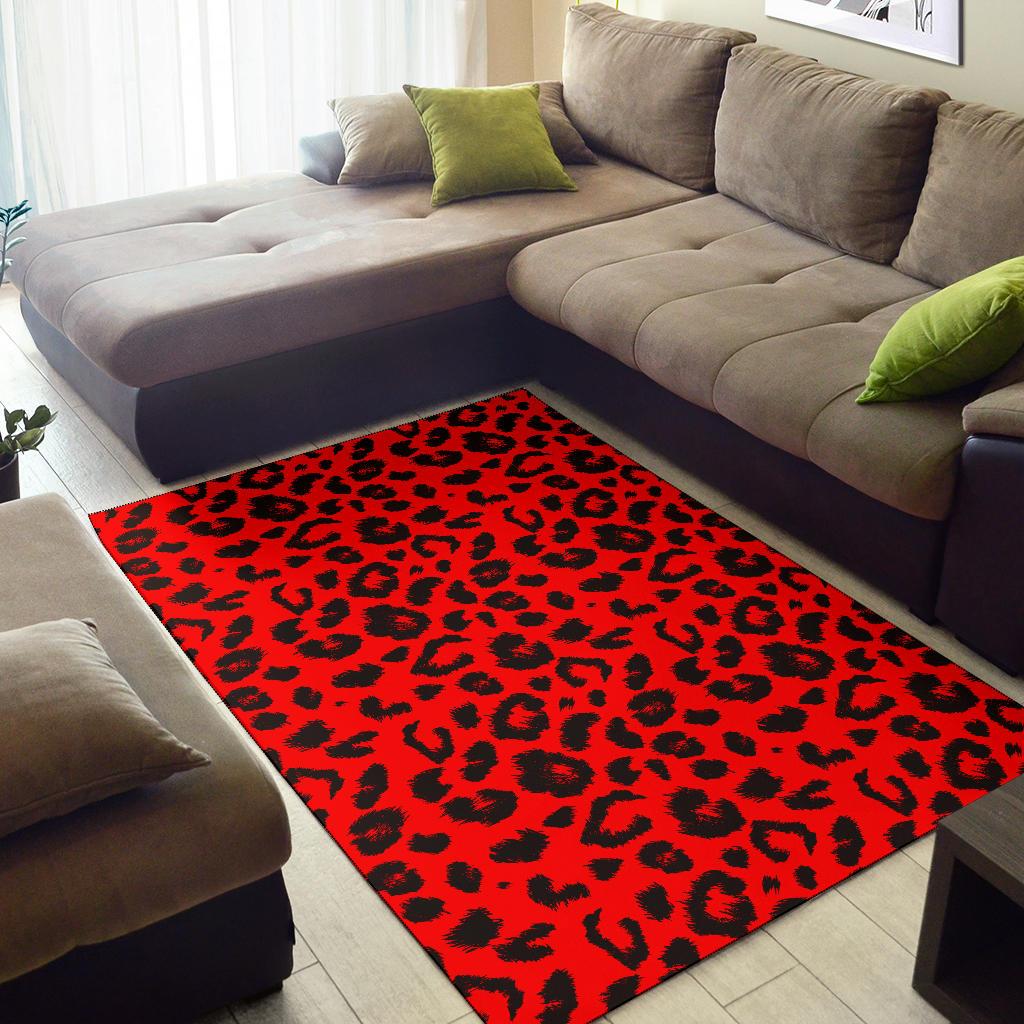 Leopard Red Skin Print Area Rugs-JTAMIGO.COM