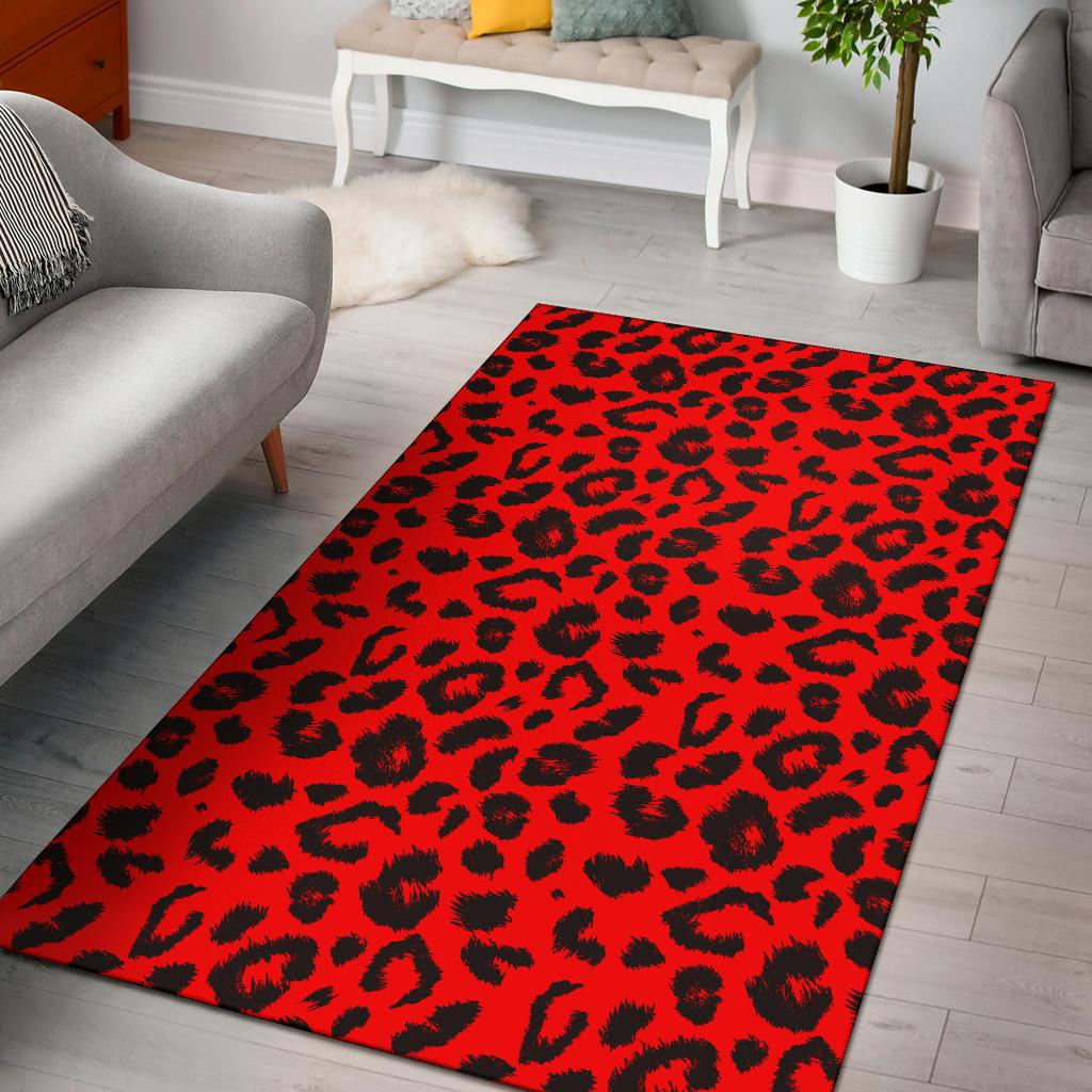 Leopard Red Skin Print Area Rugs-JTAMIGO.COM